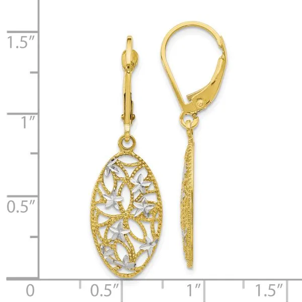Leslie's 10K w/Rhodium D/C Leverback Dangle Earrings Image 4 Mitchell's Jewelry Norman, OK