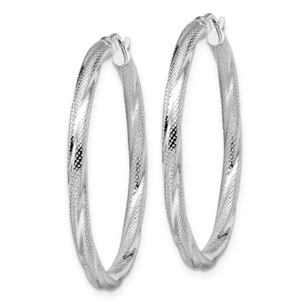 Leslie's 10K White Gold Twisted Hinged Hoop Earrings Image 2 Mitchell's Jewelry Norman, OK