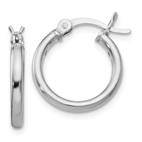 Leslie's Sterling Silver Rhodium-plated Polished Hinged Hoop Earrings Spencer's Jewelers Athens, GA