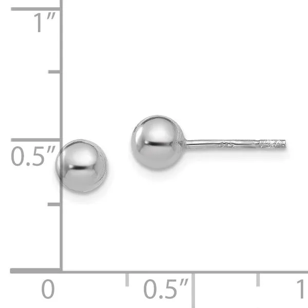 Leslie's Sterling Silver Rhodium-plated 5mm Polished Ball Post Earrings Image 4 Mitchell's Jewelry Norman, OK