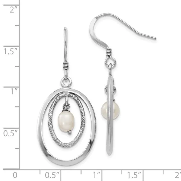Leslie's Sterling Silver Rhodium-plated FW Cultured Pearl Dangle Earrings Image 4 Mitchell's Jewelry Norman, OK