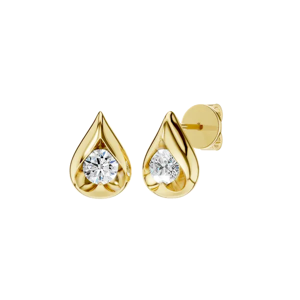 Boat-set Solitaire Stud Earrings (ROUND)/0.50CT, 1CTW Hart's Jewelers Grants Pass, OR
