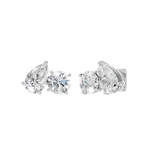 TOI ET MOI STUD EARRINGS (ROUND & PEAR)/4CTW Cellini Design Jewelers Orange, CT