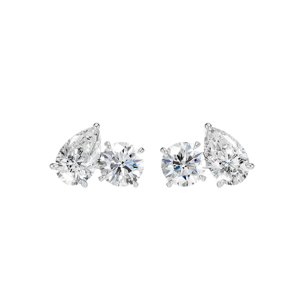 TOI ET MOI STUD EARRINGS (ROUND & PEAR)/4CTW Image 4 Cellini Design Jewelers Orange, CT