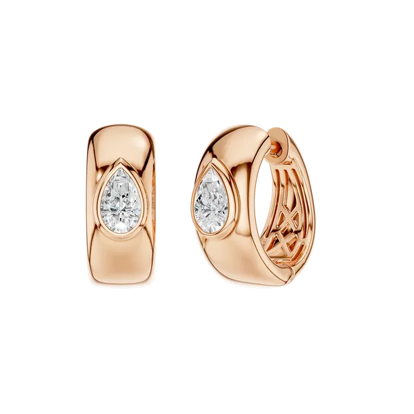 Bezel-set Huggies (PEAR)/0.25CT, 0.50CTW Miner's Den Jewelers Royal Oak, MI