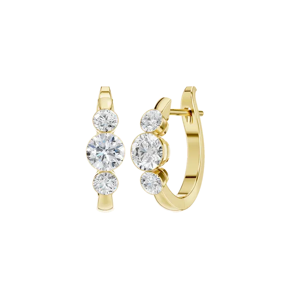 SeamlessTM 3-Stone Hoop Earrings (ROUND)/0.50CT, 2CTW Cellini Design Jewelers Orange, CT