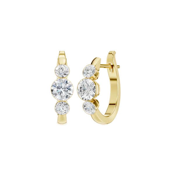 SeamlessTM 3-Stone Hoop Earrings (ROUND)/0.50CT, 2CTW Image 5 Cellini Design Jewelers Orange, CT