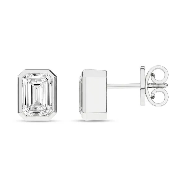 Bezel-Set Solitaire Stud Earrings (Emerald)/1Ct, 2Ctw Cellini Design Jewelers Orange, CT