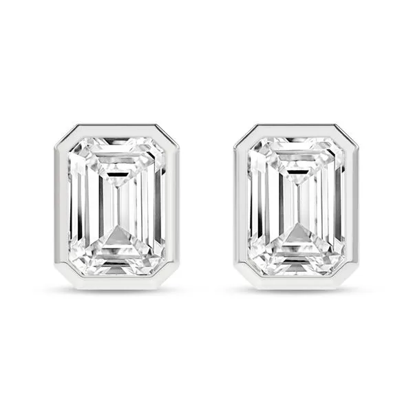 Bezel-Set Solitaire Stud Earrings (Emerald)/1Ct, 2Ctw Image 3 Cellini Design Jewelers Orange, CT