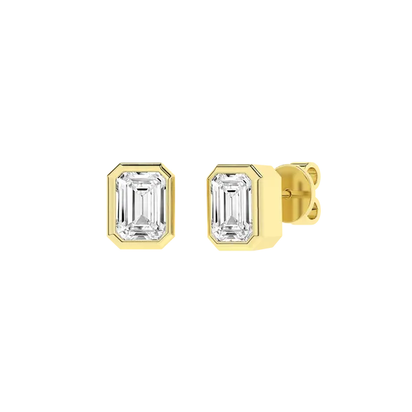 Bezel-Set Solitaire Earrings (Emerald)3Ctw Cellini Design Jewelers Orange, CT