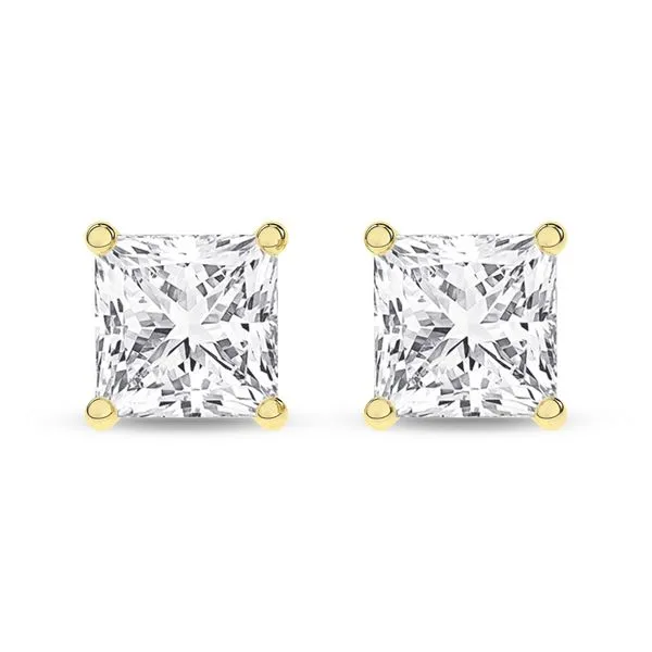 Solitaire Stud Earrings (Princess)/2.5Ct, 5Ctw Image 4 Miner's Den Jewelers Royal Oak, MI