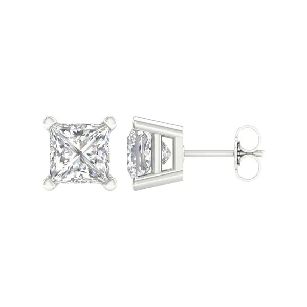 Solitaire Stud Earrings (Princess)/2Ct, 4Ctw Image 3 Miner's Den Jewelers Royal Oak, MI