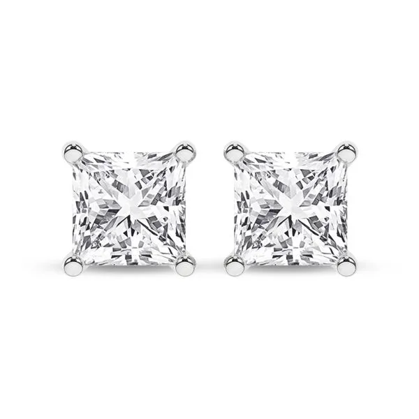 Solitaire Stud Earrings (Princess)/2Ct, 4Ctw Image 4 Miner's Den Jewelers Royal Oak, MI
