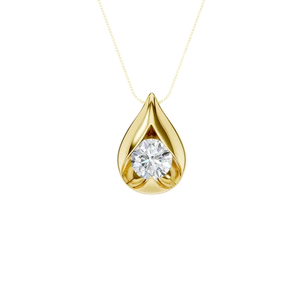Boat-set Solitaire Pendant (ROUND)/1CT, 1CTW Cellini Design Jewelers Orange, CT