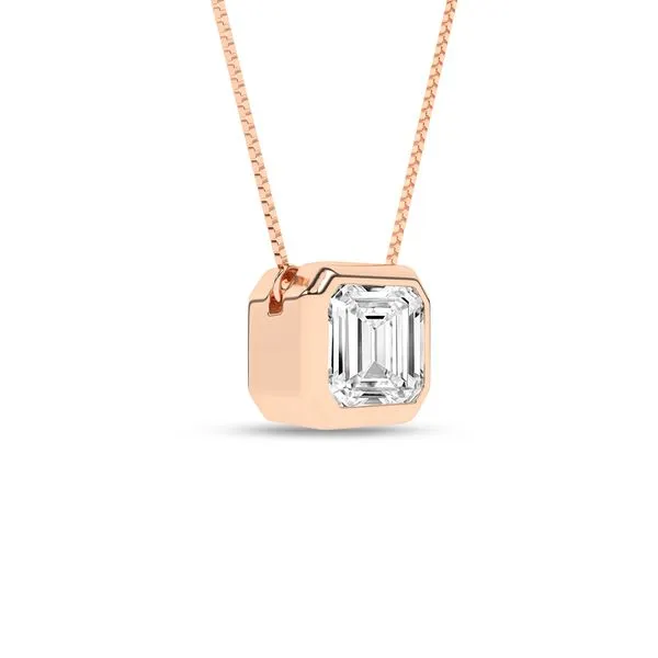Bezel-Set Solitaire Pendant (Emerald)/0.5Ct, 0.5Ctw Image 2 Cellini Design Jewelers Orange, CT
