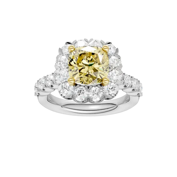 ELEGANT HALO RING (Yellow CUSHION)/2CT, 3CTW Valentine's Fine Jewelry Dallas, PA