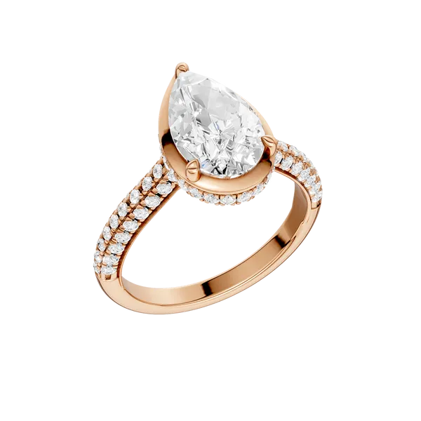 Hidden Halo Dome Shank Engagement Ring (PEAR,ROUND)/2CT, 2.50CTW Image 2 Valentine's Fine Jewelry Dallas, PA