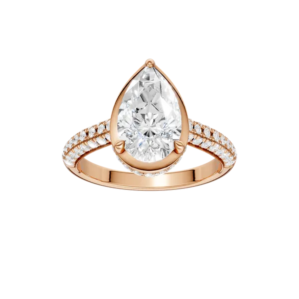 Hidden Halo Dome Shank Engagement Ring (PEAR,ROUND)/2CT, 2.50CTW Image 5 Cellini Design Jewelers Orange, CT