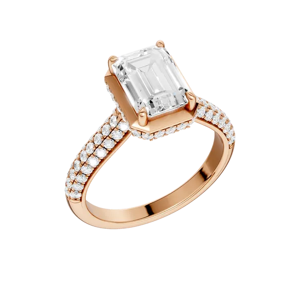 Hidden Halo Dome Shank Engagement Ring (EMERALD,ROUND)/2CT, 2.50CTW Image 2 Valentine's Fine Jewelry Dallas, PA