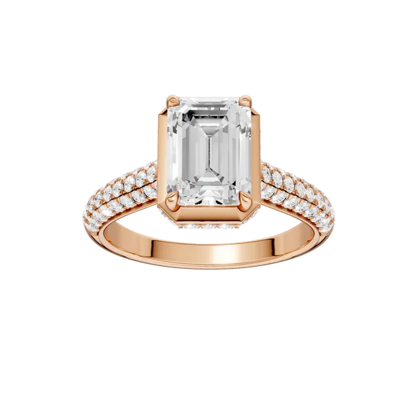 Hidden Halo Dome Shank Engagement Ring (EMERALD,ROUND)/2CT, 2.50CTW Image 5 Valentine's Fine Jewelry Dallas, PA