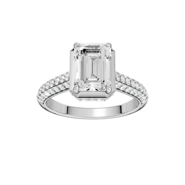 Hidden Halo Dome Shank Engagement Ring (EMERALD,ROUND)/2CT, 2.50CTW Galloway and Moseley, Inc. Sumter, SC