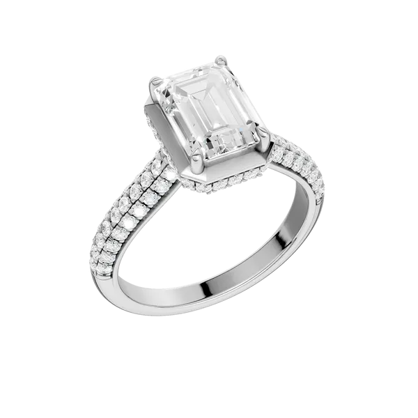 Hidden Halo Dome Shank Engagement Ring (EMERALD,ROUND)/2CT, 2.50CTW Image 2 Galloway and Moseley, Inc. Sumter, SC