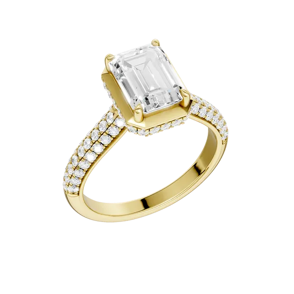 Hidden Halo Dome Shank Engagement Ring (EMERALD,ROUND)/2CT, 2.50CTW Image 2 Banks Jewelers Burnsville, NC