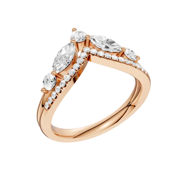 Split Shank Chevron Band (MRQ,ROUND)/0.75CTW Image 2 Valentine's Fine Jewelry Dallas, PA