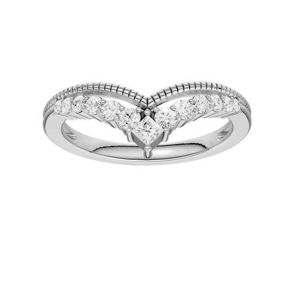 Diamond Milgrain Chevron Band (PRINCESS,ROUND)/0.25CTW Image 5 Valentine's Fine Jewelry Dallas, PA