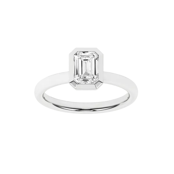 Bezel-Set Solitaire Ring (Emerald)1Ctw Cellini Design Jewelers Orange, CT