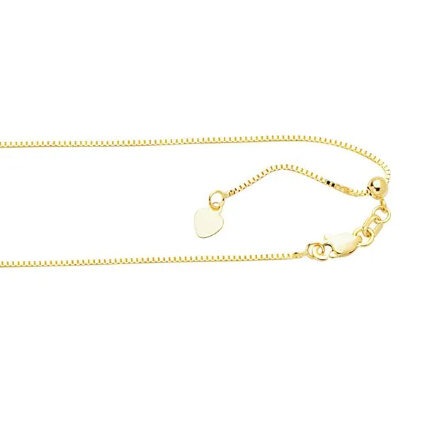 10K Gold 0.85mm Adjustable Box Chain Tennies Jewelry Appleton, WI