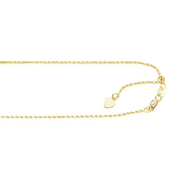 10K Gold 0.95mm Adjustable Rope Chain Tennies Jewelry Appleton, WI