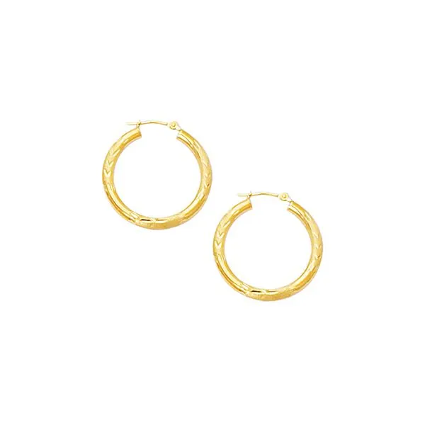 10K Gold 3mm Diamond Cut Hinged Hoop Earring Tennies Jewelry Appleton, WI