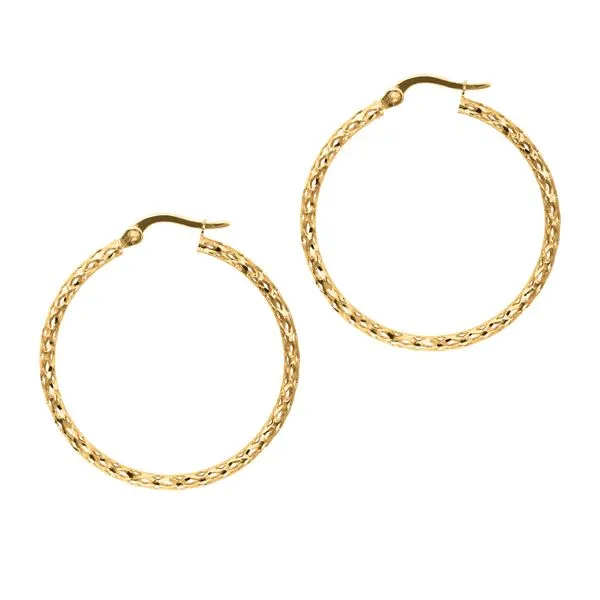 10K Gold Round Diamond Cut Hoop Earring Alan Miller Jewelers Oregon, OH
