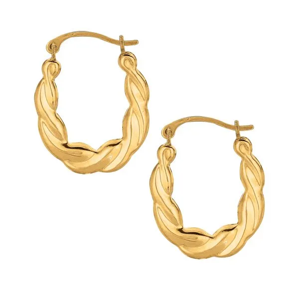 10K Gold Puffy Scalloped Oval Hoop Earring Tennies Jewelry Appleton, WI
