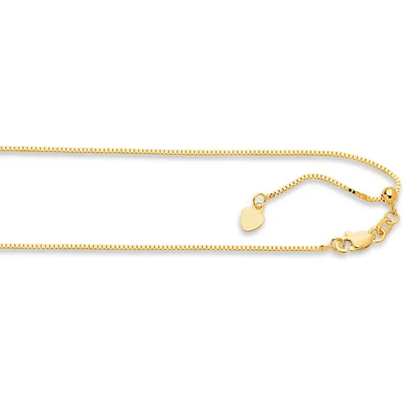 14K Gold 0.85mm Adjustable Box Chain Alan Miller Jewelers Oregon, OH