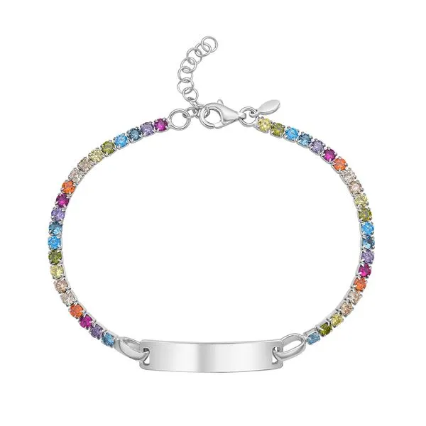 Silver Rainbow CZ ID Bracelet Clater Jewelers Louisville, KY