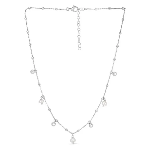 Silver Pearl Station Charm Necklace Thomas A. Davis Jewelers Holland, MI