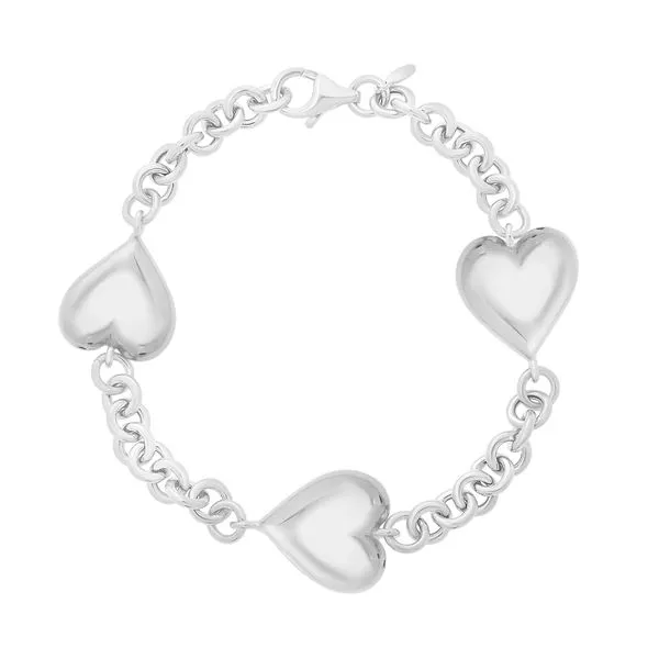 Silver Puffed Triple Heart Bracelet Tennies Jewelry Appleton, WI
