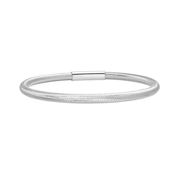 Silver Basketweave Stretch Bangle Scirto's Jewelry Lockport, NY