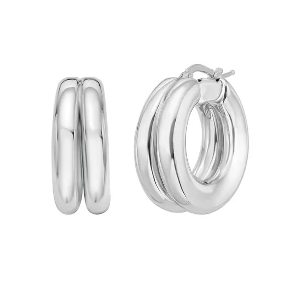 Silver Puffed Double Row Hoops Valentine's Fine Jewelry Dallas, PA