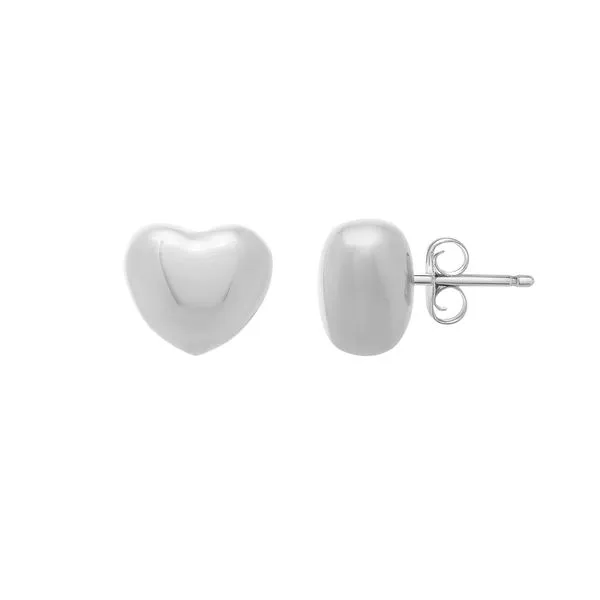 Silver Puffed Small Heart Stud Earrings Alan Miller Jewelers Oregon, OH