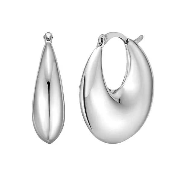 Silver Sculptural Crescent Hoops  Tennies Jewelry Appleton, WI