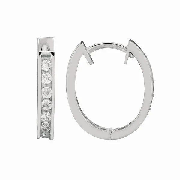 Silver Oval CZ Hoop Earrings Tennies Jewelry Appleton, WI