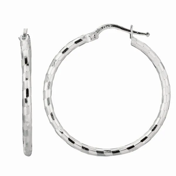 Silver Squares Large Hoop Earring Alan Miller Jewelers Oregon, OH