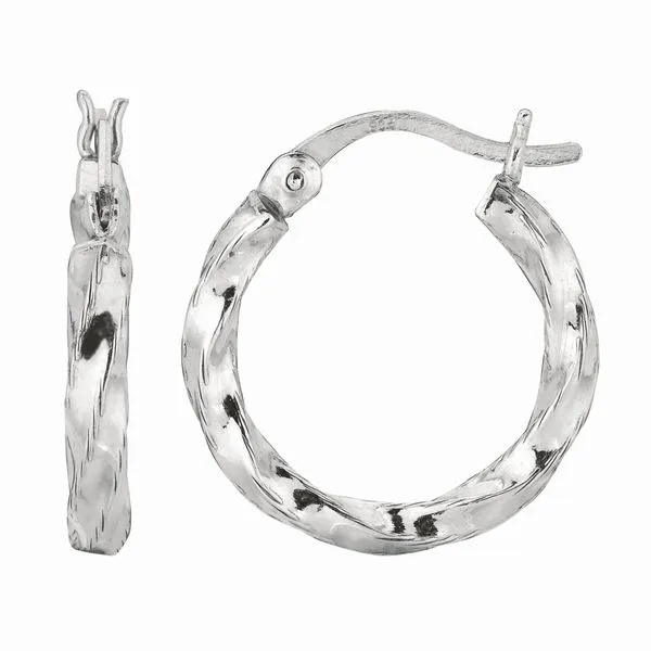 Silver Small Puff Twist Hoop Earring Alan Miller Jewelers Oregon, OH