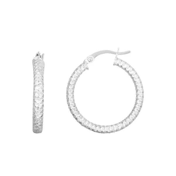 Silver 20mm Linear Diamond Cut Hoops  Alan Miller Jewelers Oregon, OH