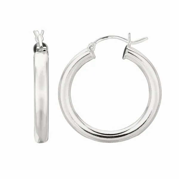 Silver 4x25mm Hoop Earring Tennies Jewelry Appleton, WI