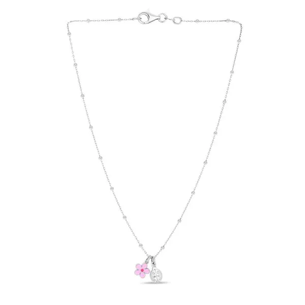 Silver Enamel Flower Ladybug Necklace Tennies Jewelry Appleton, WI