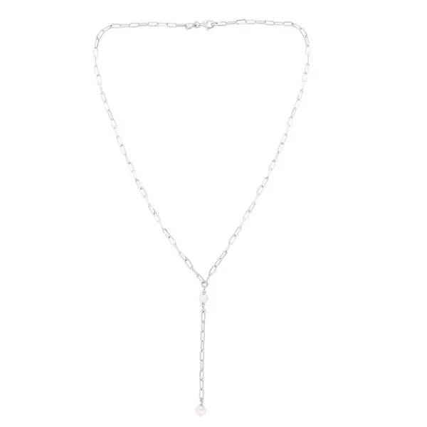 Silver Pearl Paperclip Lariat Necklace Tennies Jewelry Appleton, WI